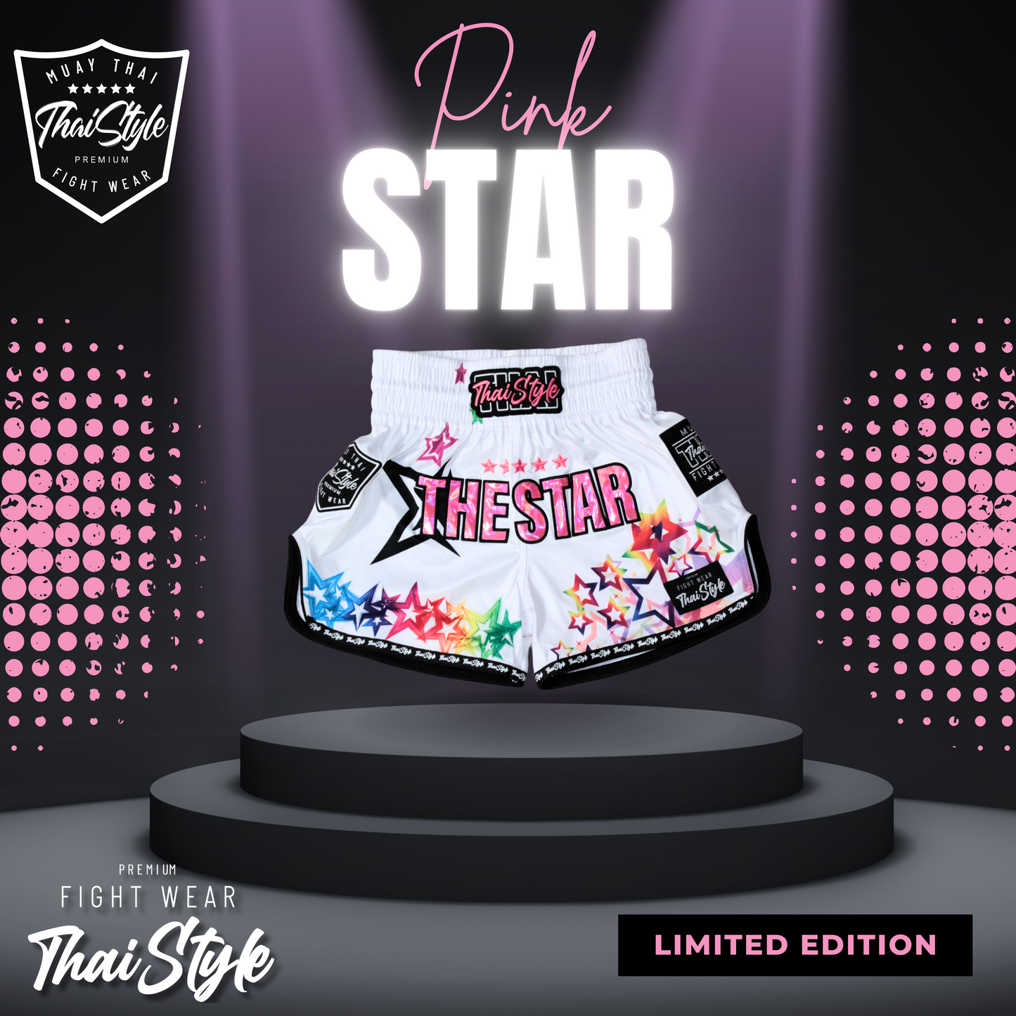 Muay Thai Shorts Pink Star